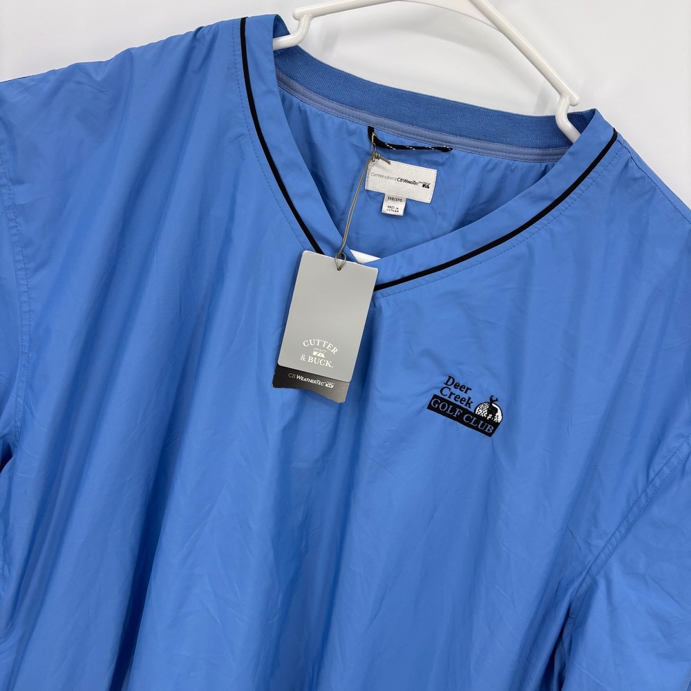 Cutter & Buck Windbreaker Pullover Mens 3XB Blue New Golf Club V-Neck WindTec